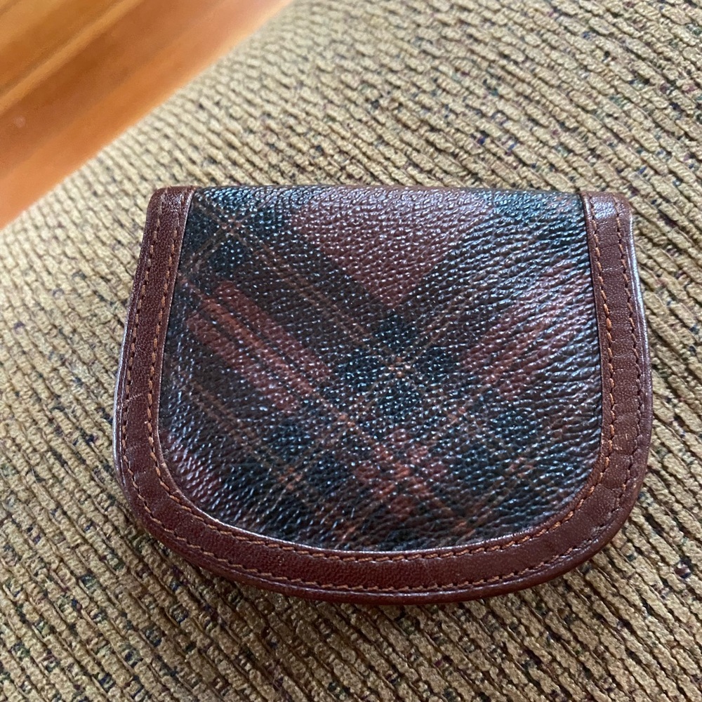 Polo Ralph Lauren vintage Brown tartan Plaid Leather Small Coin Purse